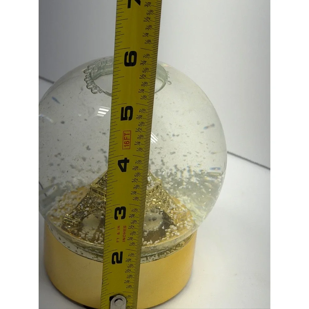 Walgreens Eiffel Tower Water Globe Glitter Snow Globe Gold Base Decor